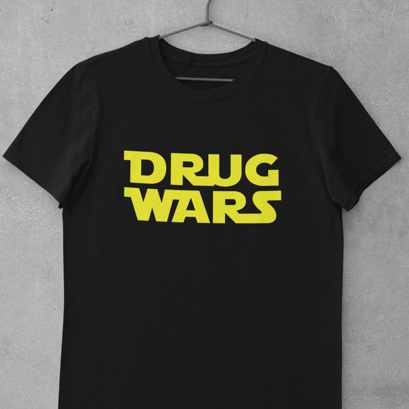 Drug Wars Shirt, Black Yellow, 90's Hip Hop - Picture 1 of 1
